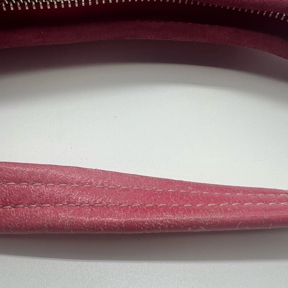 COACH VINTAGE 6351 Y2K Signature Monogram Pink Suede Leather Crescent Mini Hobo - Picture 14 of 17